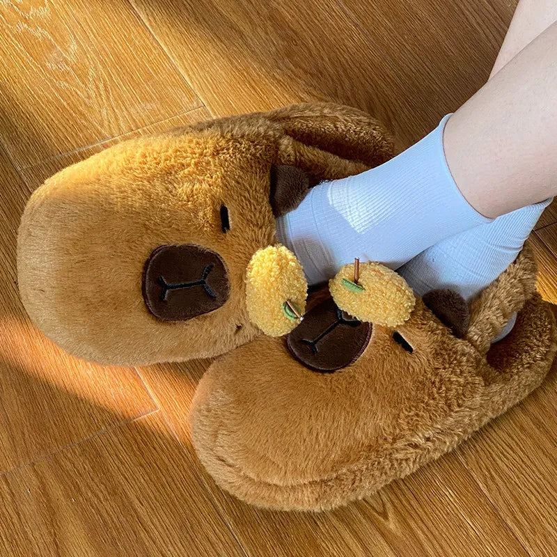 Cozy Capybara Plush Slippers